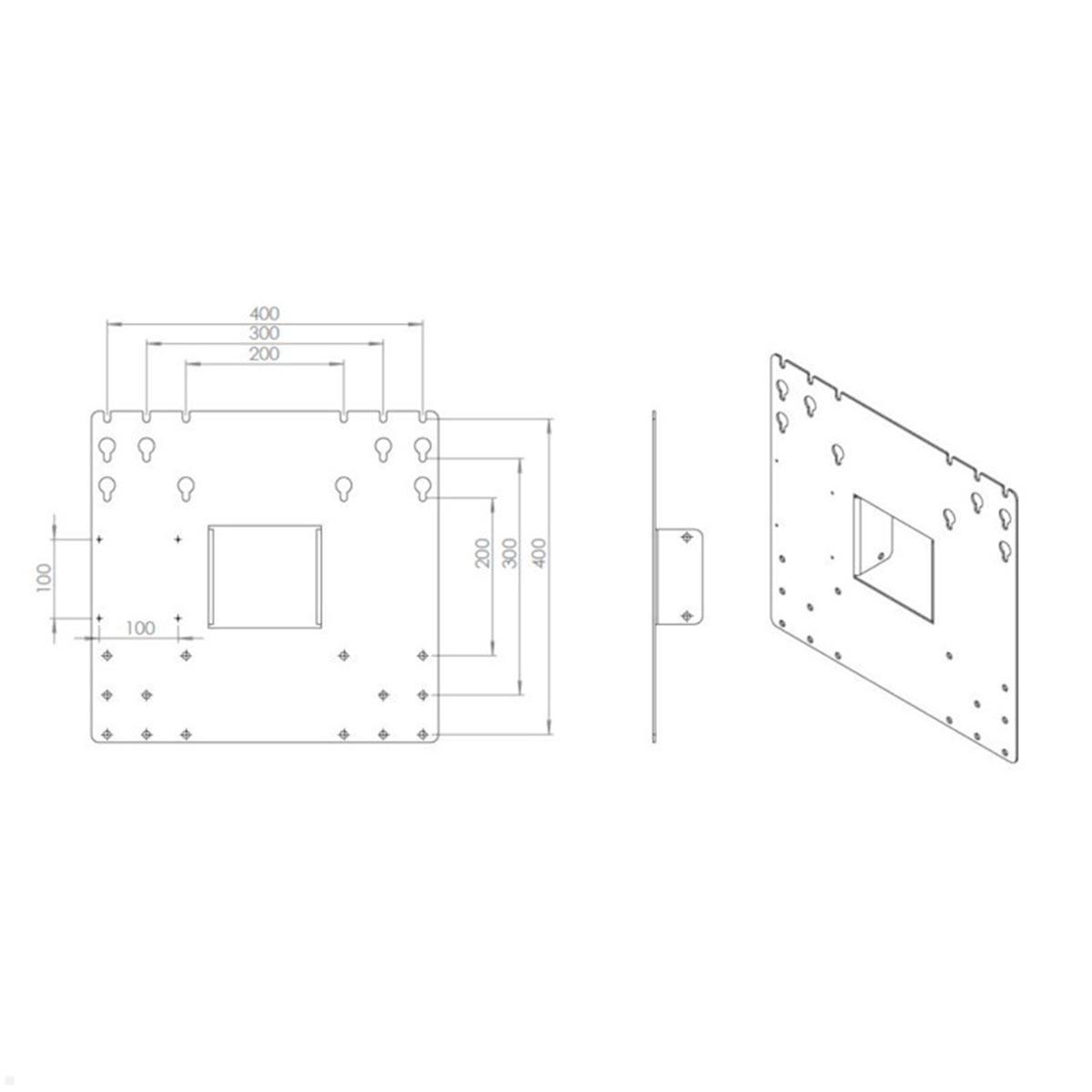 SMS Icon FH MT 2000 C Mobiler Monitorständer mit VESA Adapter bis 400x400 mm, silber technische Zeichnung VESA Aufnahme