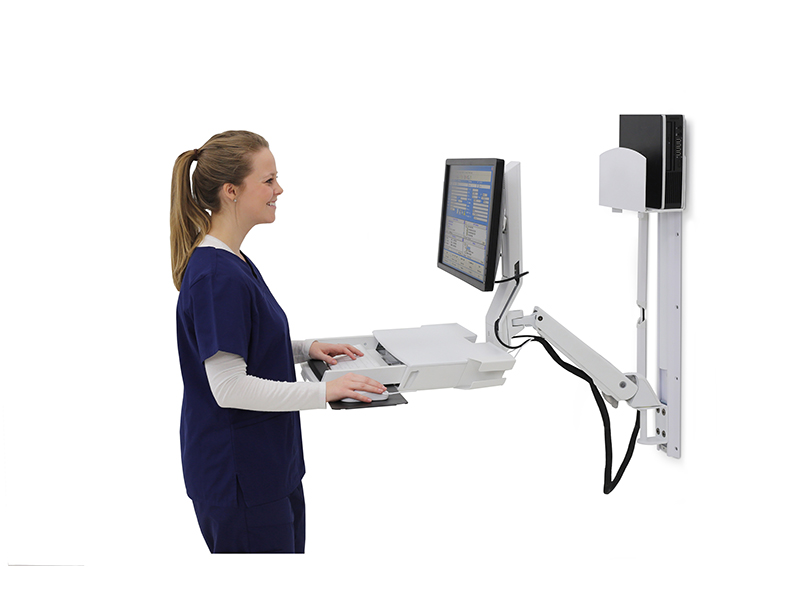 Ergotron StyleView Sit-Stand Combo Wandhalterung mit Ablage und CPU-Halter medium (45-270-216), Anwendung