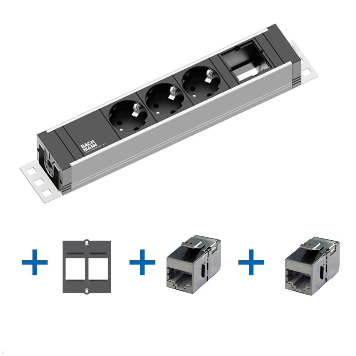 Bachmann UNIVERSAL Steckdosenleiste 3x Steckdose 2x CAT6A (922.0111C)