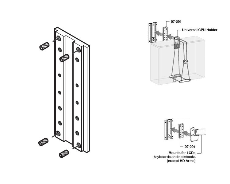 Ergotron 97-091 Wandmontageplatte Set Zeichnung