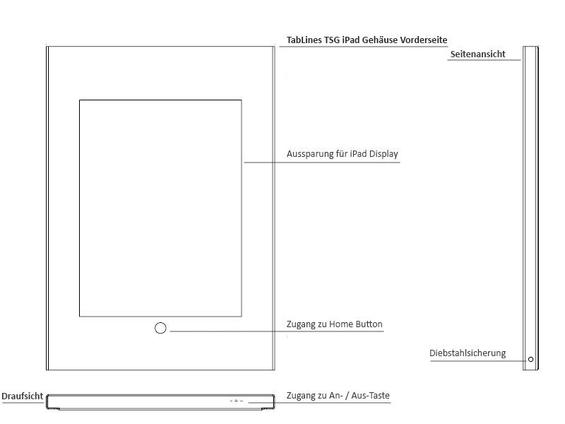 TabLines TSG046W Tablet Schutzgehäuse für Apple iPad Pro 10,5Zoll, HB, weiß Funktionen