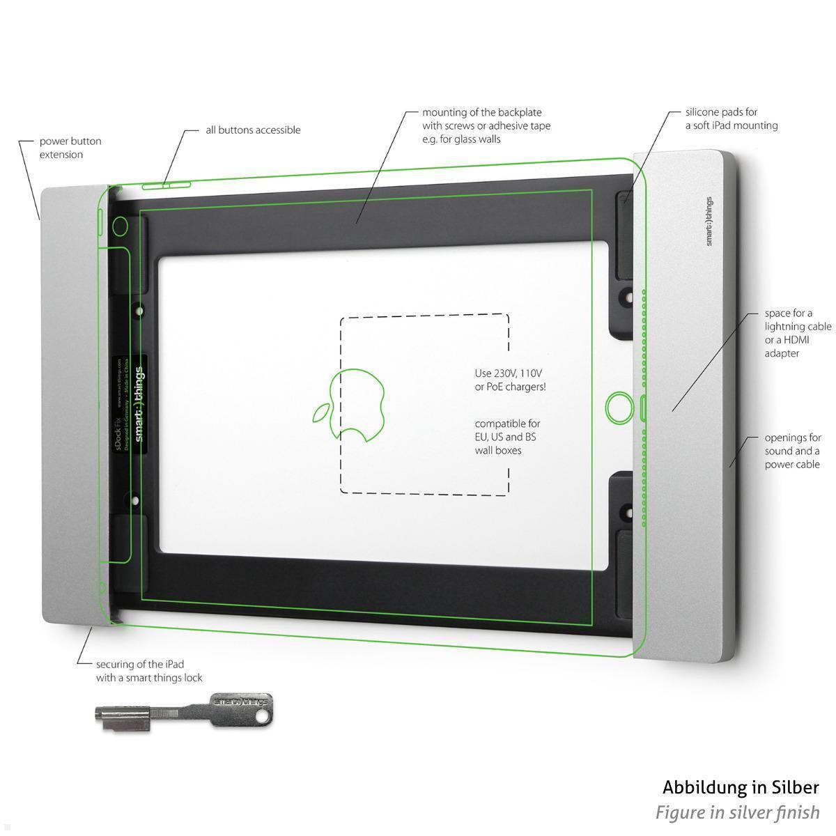 smart things sDock Fix iPad Wandhalterung A10 (s32b), schwarz Funktionen