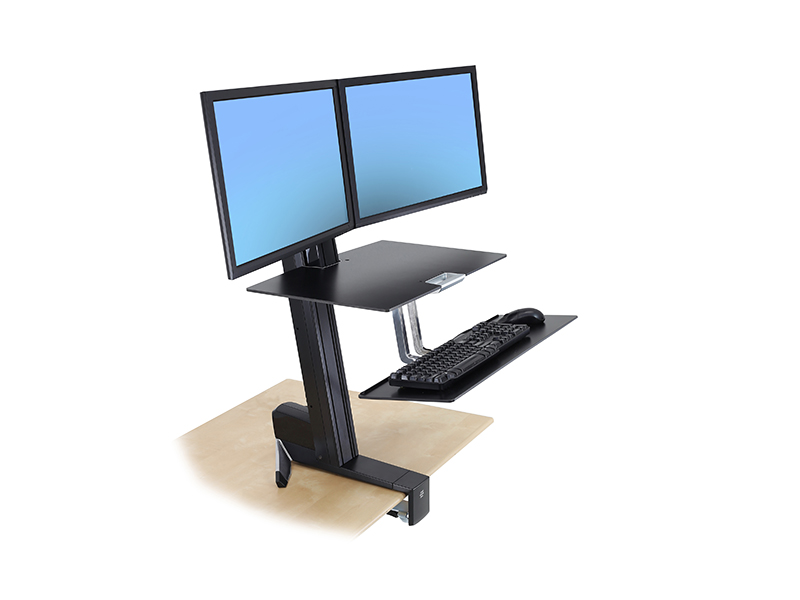 Ergotron WorkFit-S Dual mit Worksurface, schwarz (33-349-200)