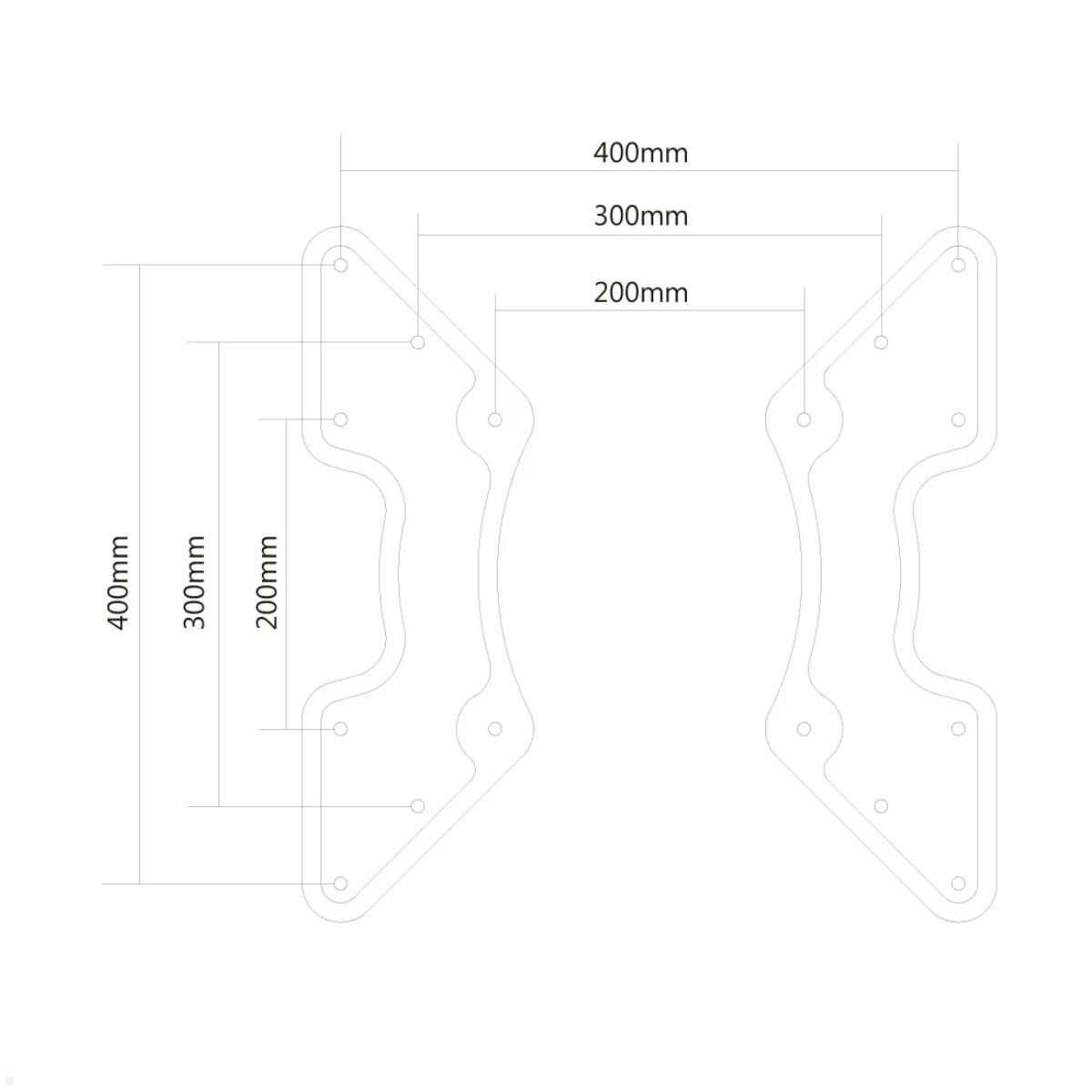 Neomounts FPMA-VESA440 VESA Adapter 200x200 auf 300x300, 400x200 oder 400x400, Skizze