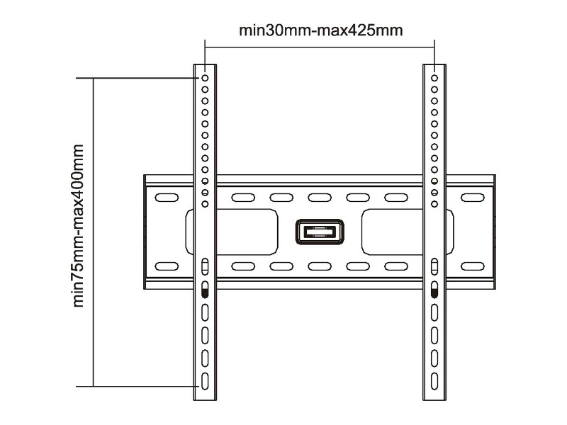 MonLines MWH001B flache TV Wandhalterung Zeichnung