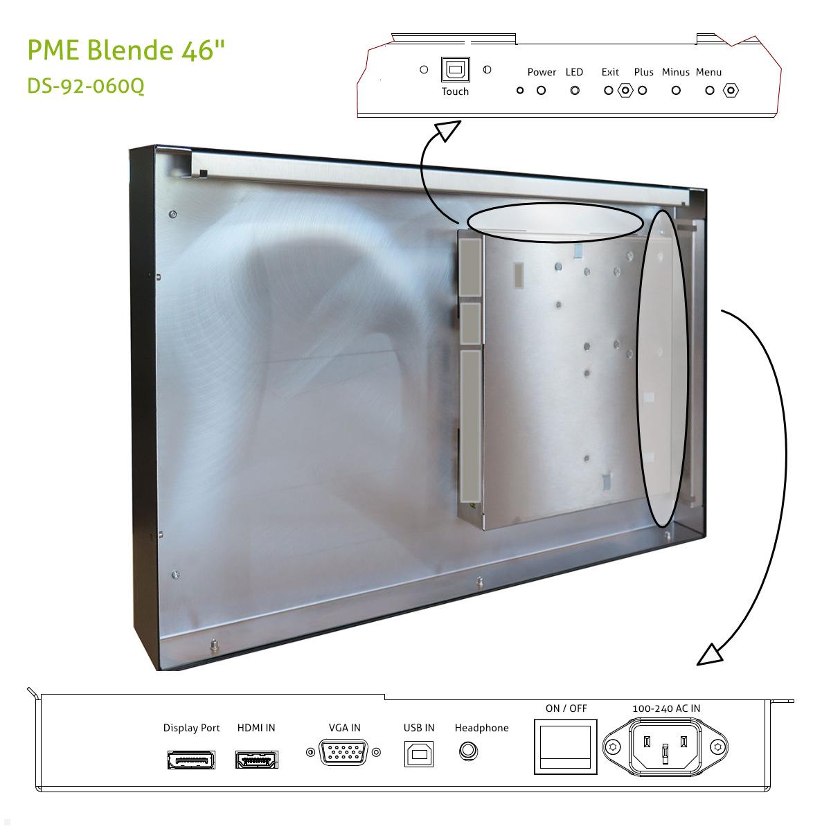 Distec BLO-Line A1 Brandschutz Monitor 46 Zoll PME Blende quer (DS-92-060Q) Anschlüsse