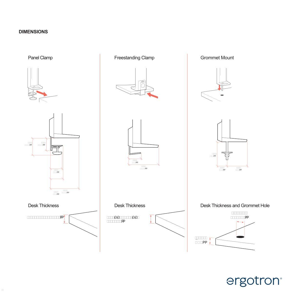 Ergotron TRACE Monitorhalterung für 2 Monitore mit C-Klemme (45-658-224), schwarz technische Zeichnung