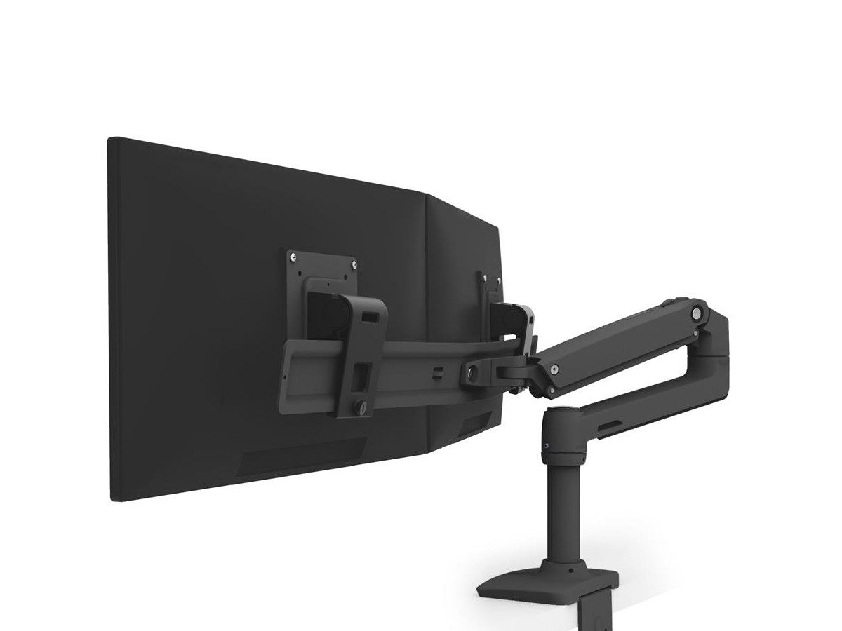 Ergotron LX Dual Tisch Monitorhalterung für USM Tisch, schwarz (46-490-225) Rückansicht