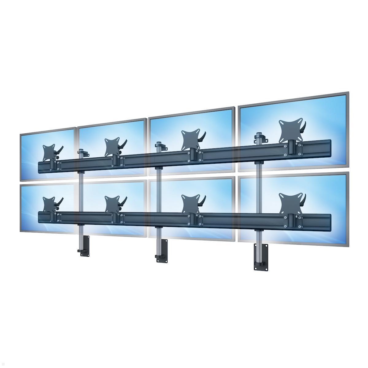 MonLines MWH218B Flat 4+4 Monitor Wandhalterung für 8 Monitore bis 32 Zoll, schwarz, Anwendung