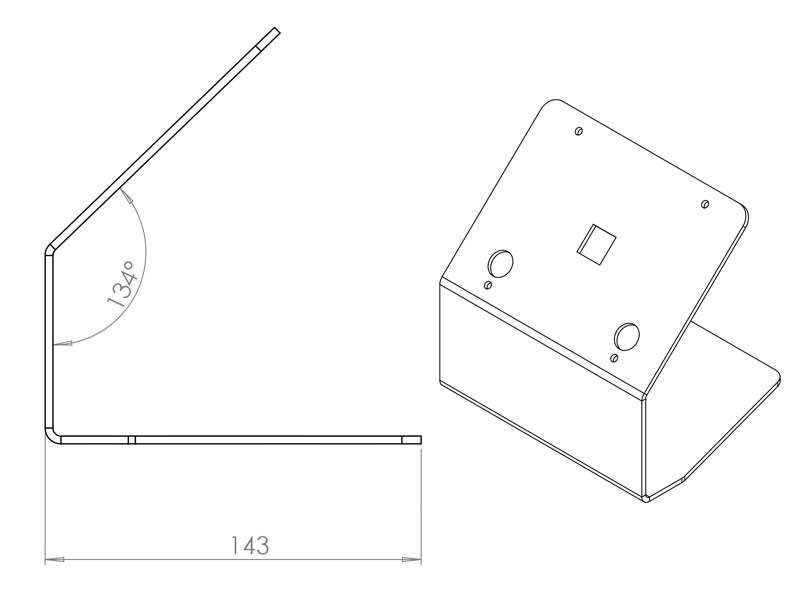 TabLines TTH002B Tablet Tischhalter Zeichnung