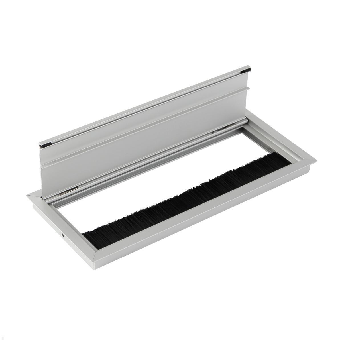 TecLines TKD006S Kabeldurchführung 100x240 mm mit Soft Close, silber Bürstendichtung