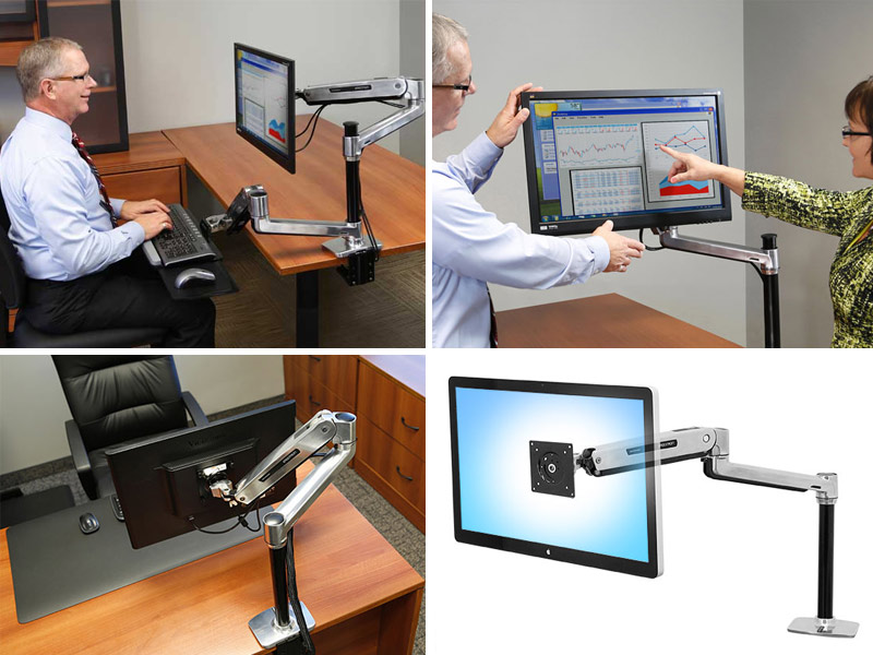 Ergotron 45-360-026 LX Sit-Stand Desk Mount LCD Arm installiert