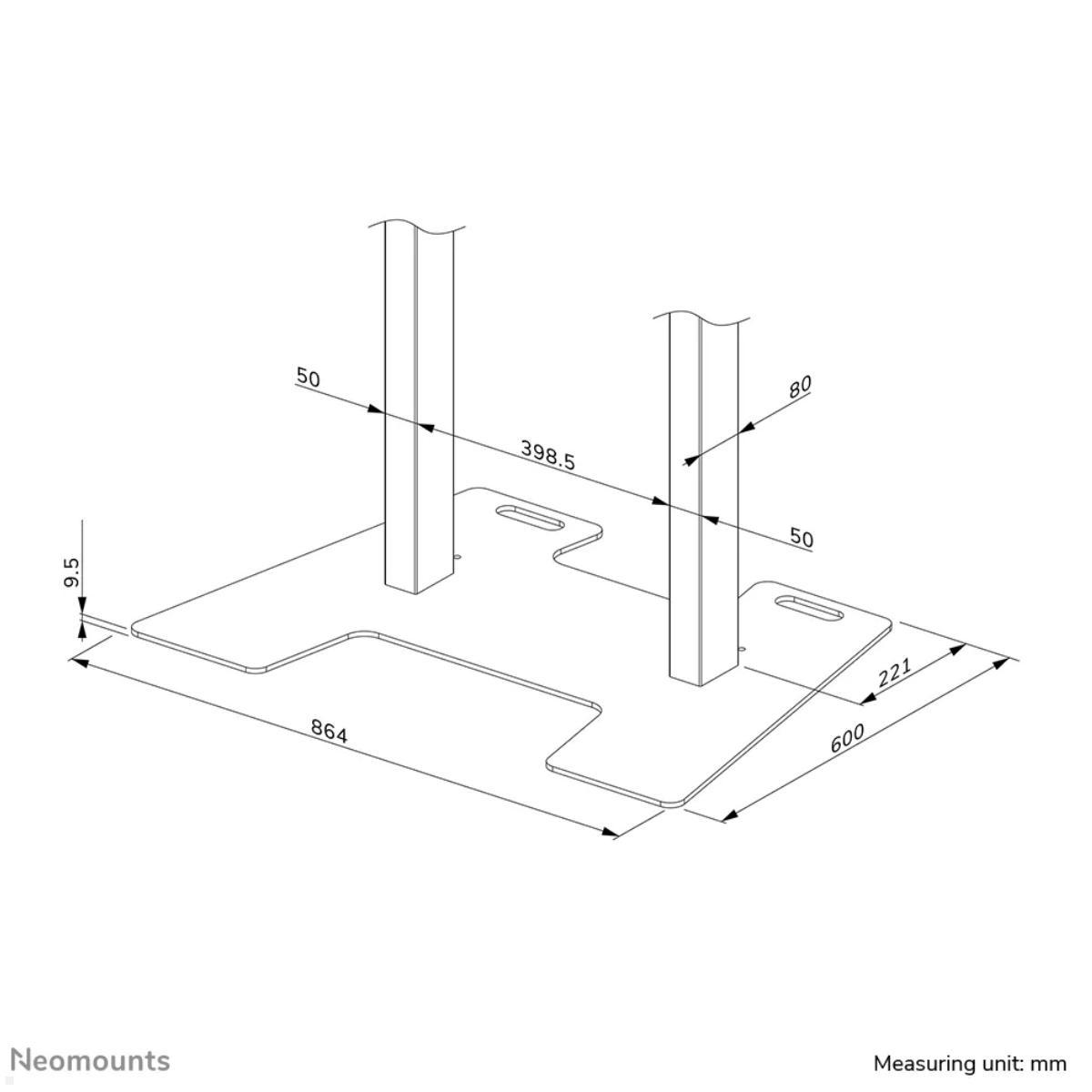 Neomounts AFP-875BL Zubehör Monitorständer Bodenplatte für FL55-875BL1 / WL55-875BL1 technische Zeichnung