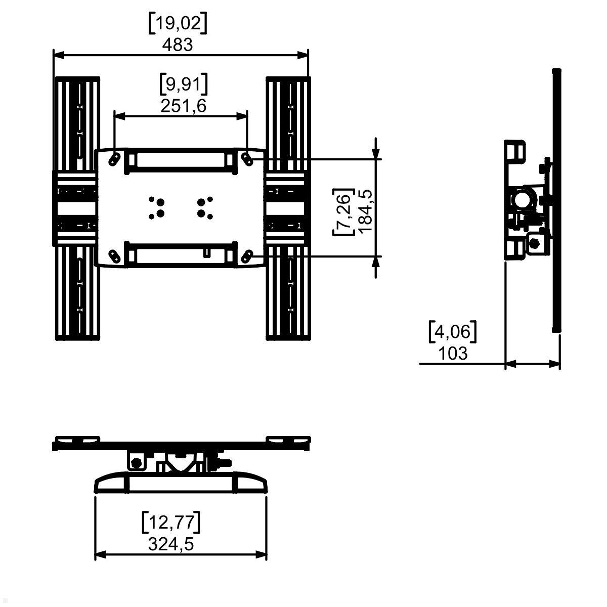 SMS Icon Flipster Display Wandhalterung bis 55 Zoll, drehbar (180-001-7) technische Zeichnung