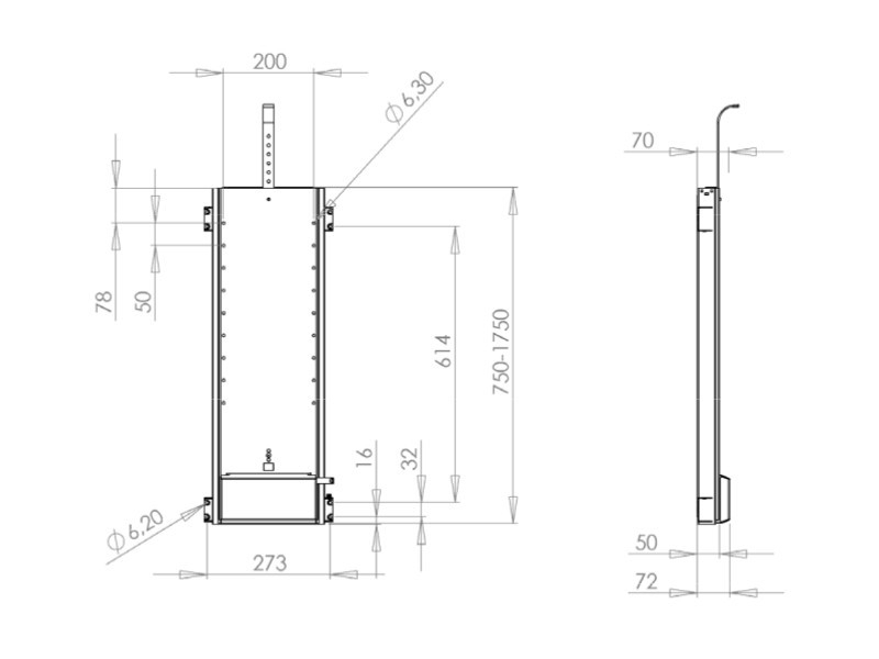 VENSET TS1000B elektrischer Einbau Möbel TV Lift, 1000 mm Hub Maße