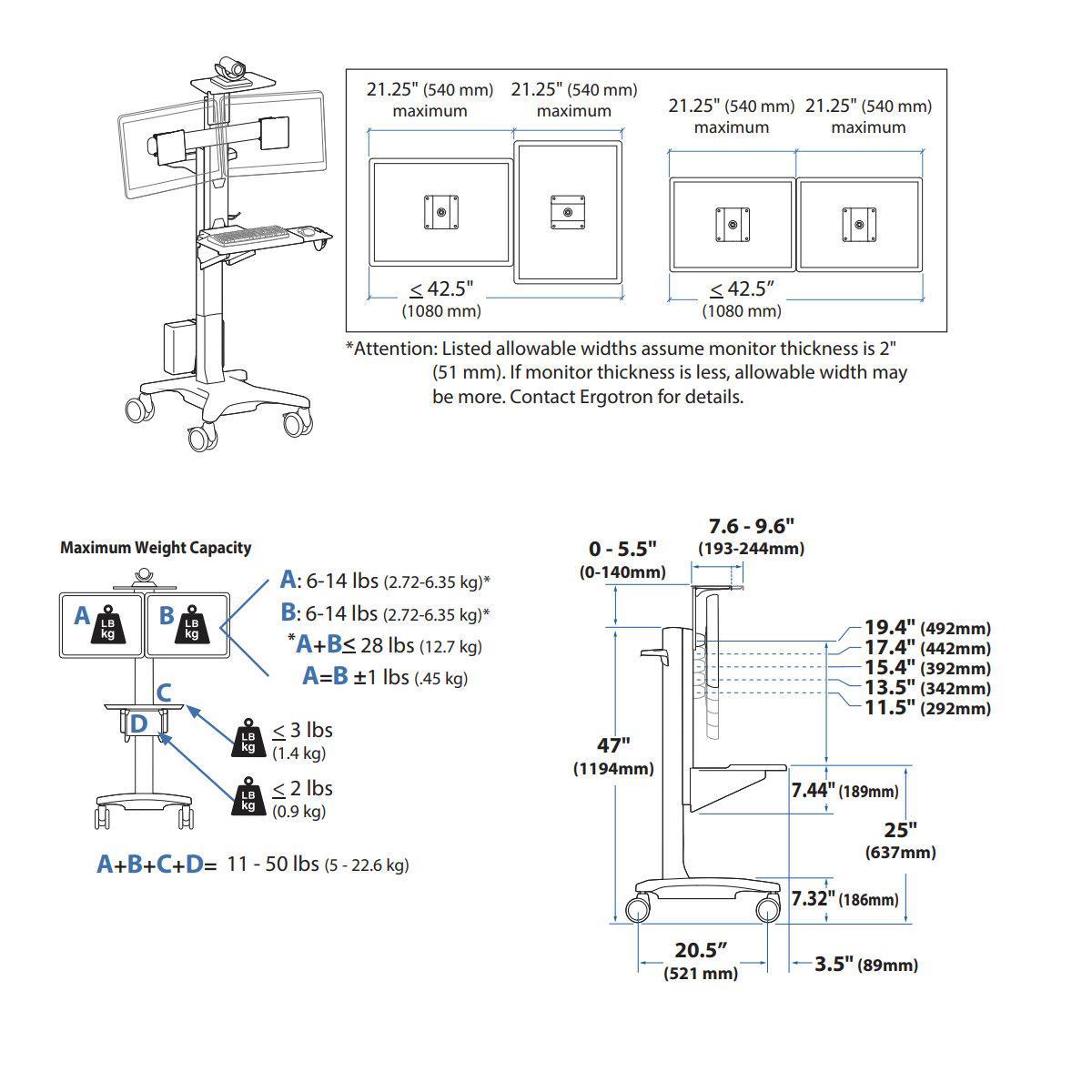 Ergotron Neo-Flex Dual WideView WorkSpace (24-194-055) technische Details