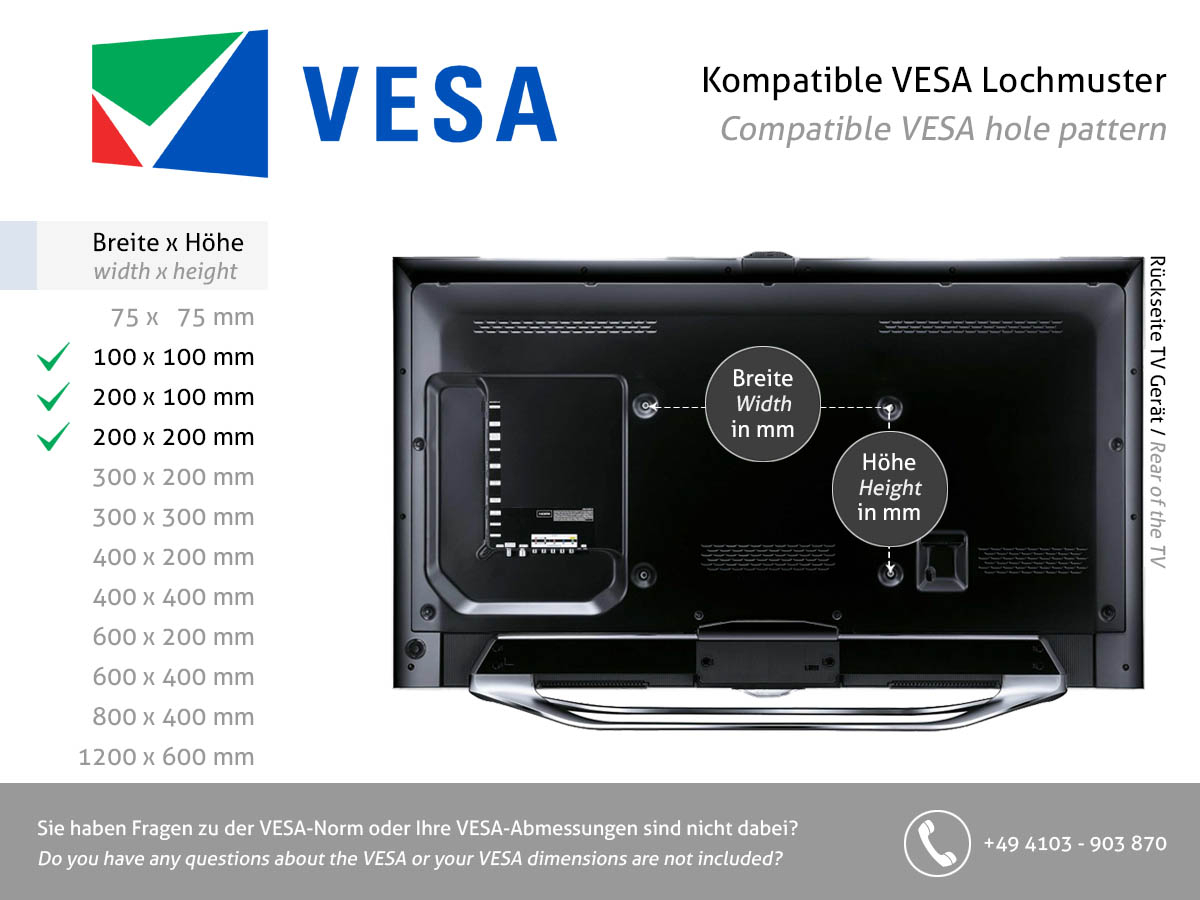 Erard LUX-UP 900M TV Ständer 19-43 Zoll, weiß VESA Standard