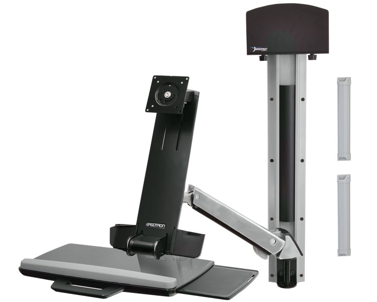 Ergotron StyleView Sit-Stand Combo Wandhalterung mit PC Halter klein (45-273-026) silber/schwarz