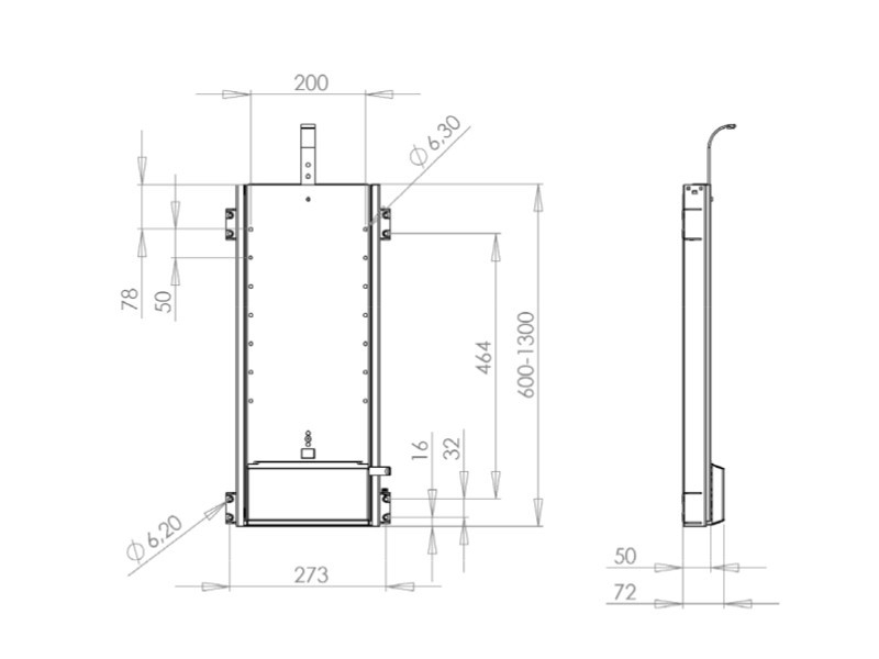 VENSET TS700B elektrischer Einbau TV Lift, 700mm Hub Maße