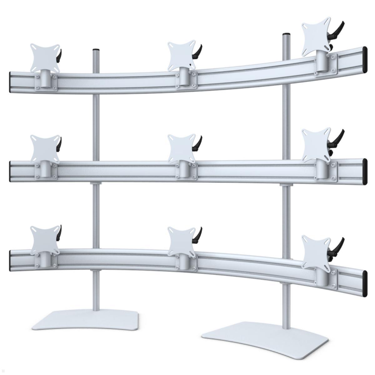 MonLines MTH312G Para 3+3+3 Monitor Tischhalter Standfuß bis 32 Zoll, grau