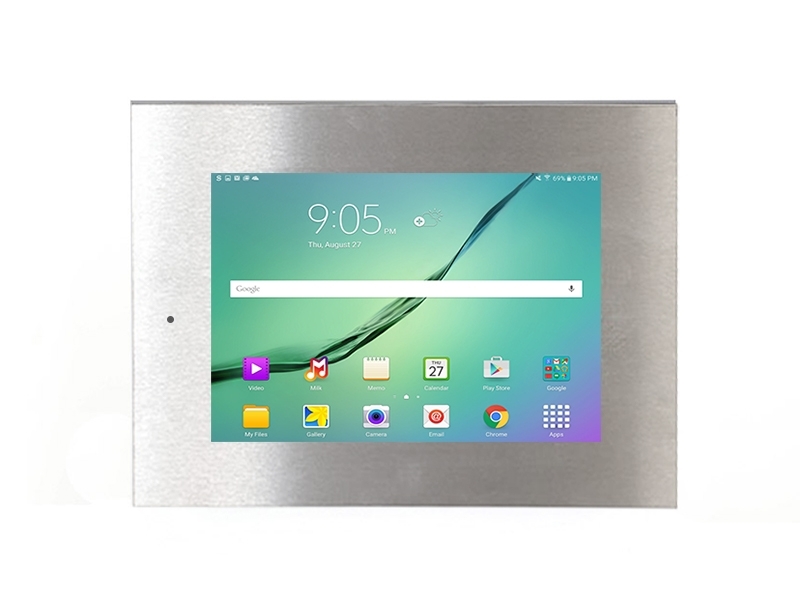 TabLines TWE020E Tablet Wandeinbau für Samsung Tab S2 9.7 DS, Edelstahl Frontansicht