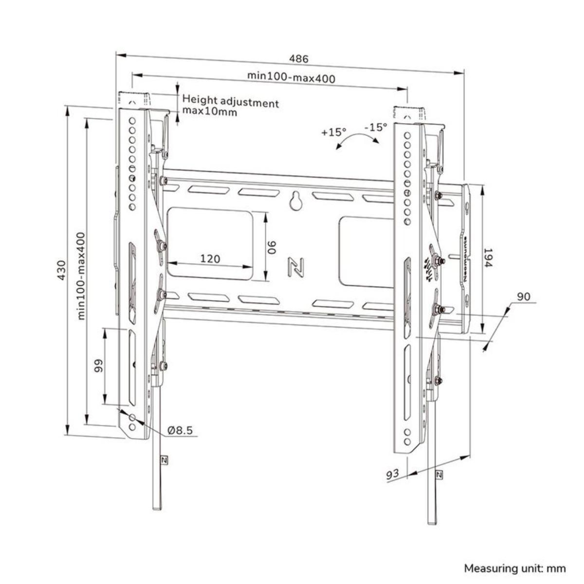 Neomounts Level WL35-750BL14 neigbarer Schwerlast TV Wandhalter 32 - 75 Zoll, 100 kg, schwarz