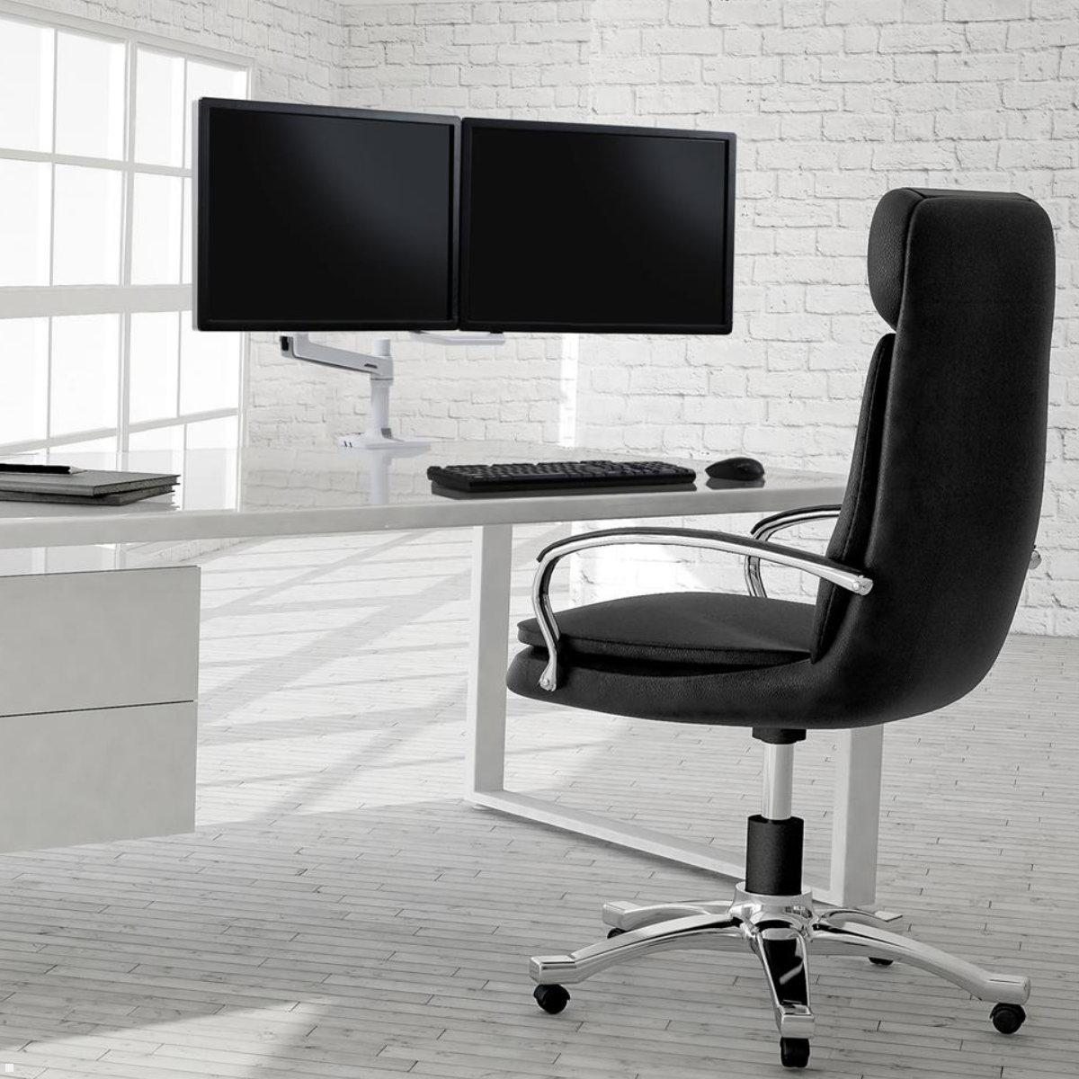 Ergotron LX Dual Monitor Tischhalterung mit C-Klemme (45-609-216), weiß Anwendung Büro