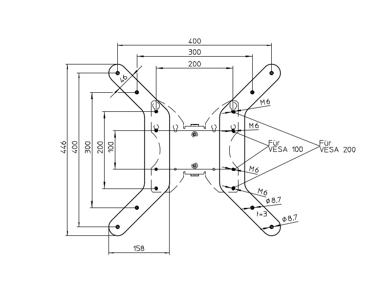 Novus Vesa Adapter Erweiterung 200x200 auf 300x300 (795+9105+000) Maße