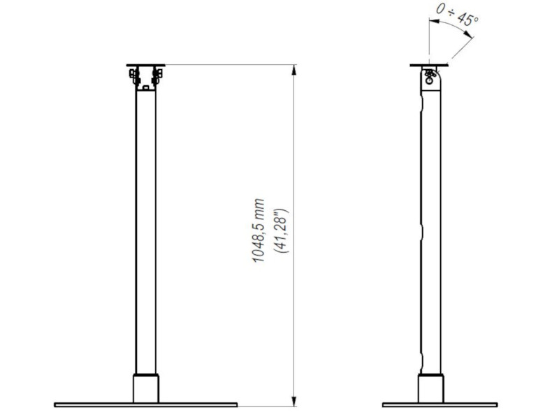 edbak STD04 LCD Bodenstandfuß, silber-schwarz Zeichnung