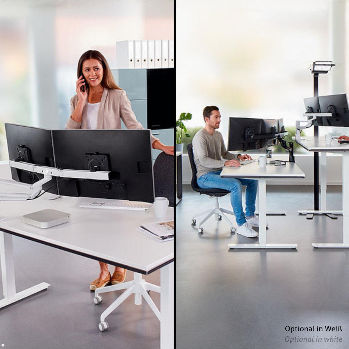 Novus Clu Plus X2 C Monitorhalterung für 2 Monitore bis 27Zoll (992+2019+000), silber Office Set Up