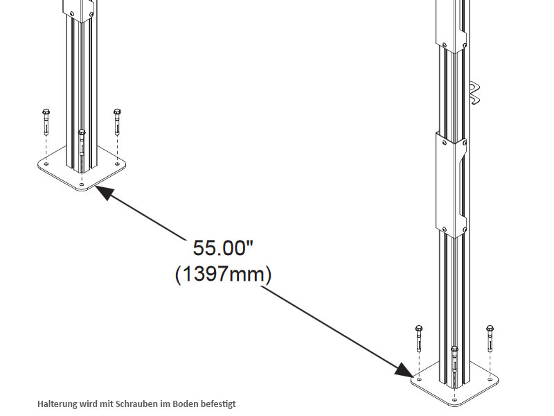 peerless Modulare Videowand-Standhalterung DS-S555-3X3 wird im Boden verankert