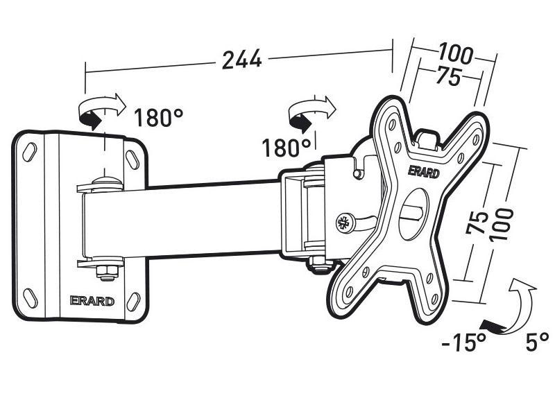 Erard CLIFF 100TW90 Monitor Wandhalterung Maße