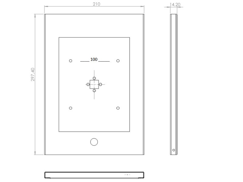 TabLines TBS008W Tablet Bodenständer für Apple iPad Air 1, weiß Maße