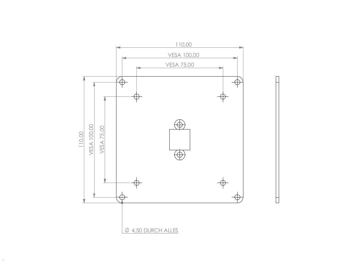 TabLines V042 TBS Adapterplatte VESA 75x75 - 100x100 Maße