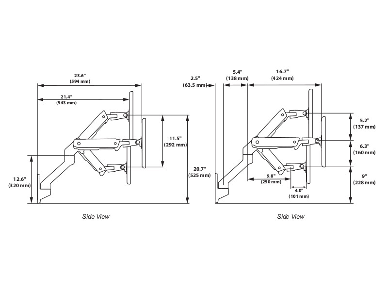 Ergotron TV Wandhalterung 45-478-216 Schwenkarm