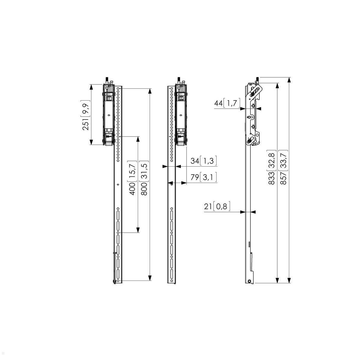 Vogels Connect-it PFS 3508 Display-Adapterstrips 3D für Videowall, Zeichnung Maße