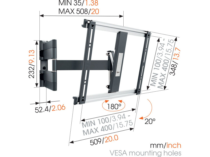 Vogels THIN 445 ExtraThin TV Wandhalterung Maße