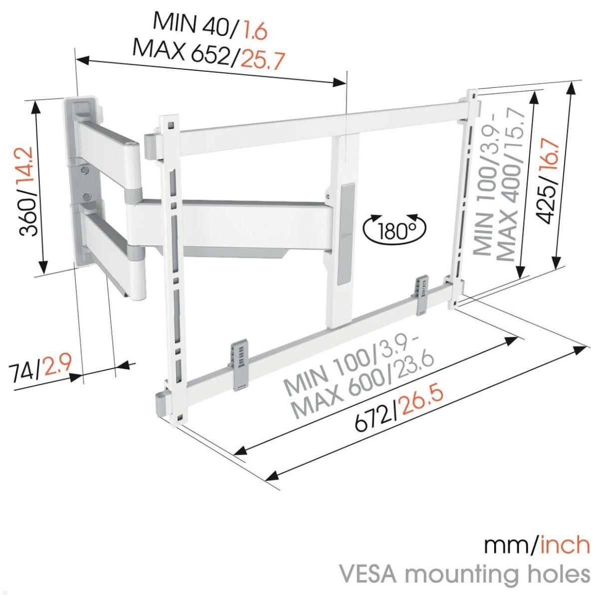 Schwenkbare TV Wandhalterung  40 - 77 Zoll Vogels TVM 5645W, Zeichnung