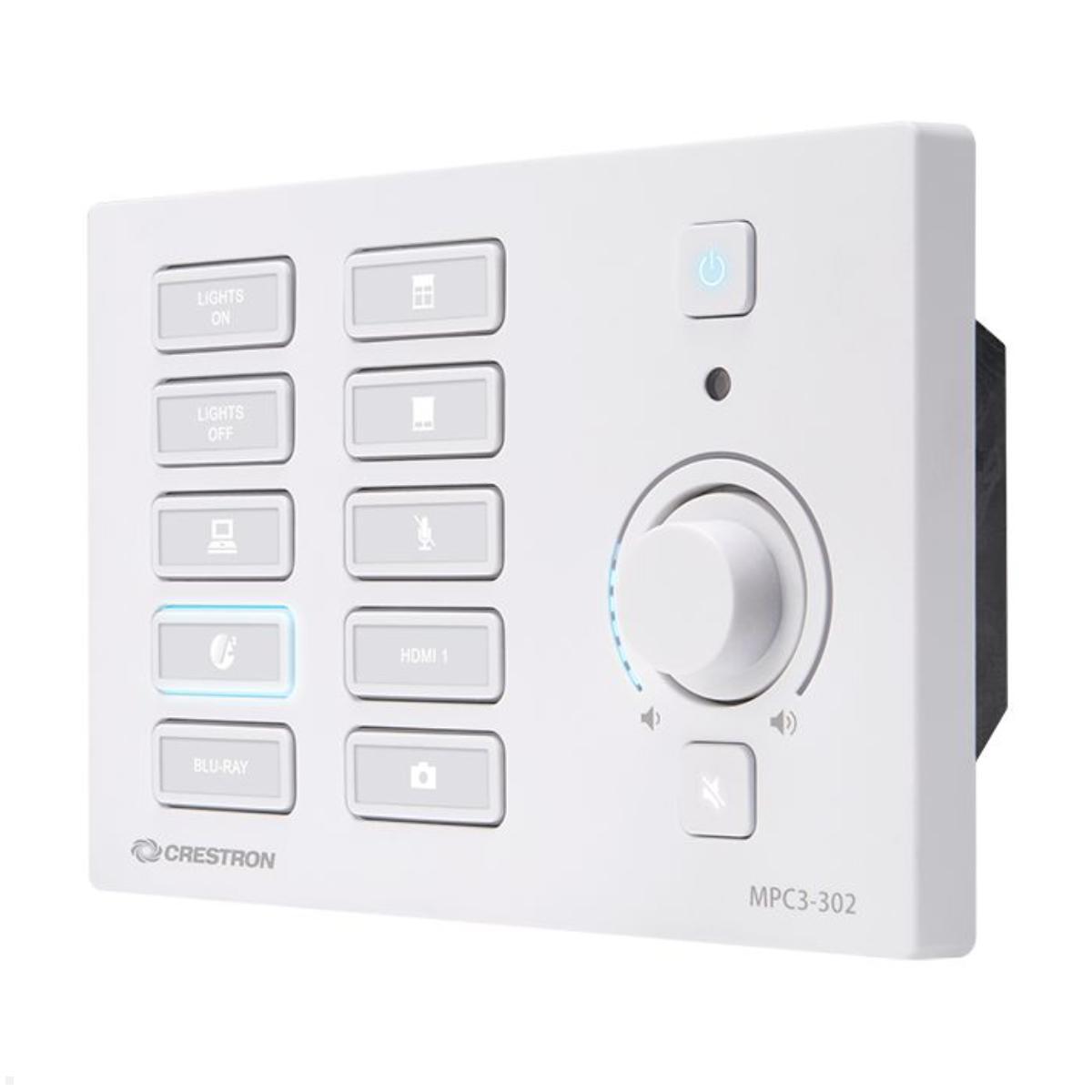 Crestron 3-Series Medienpräsentations-Controller 302 (MPC3-302-W), weiß, schräge Ansicht