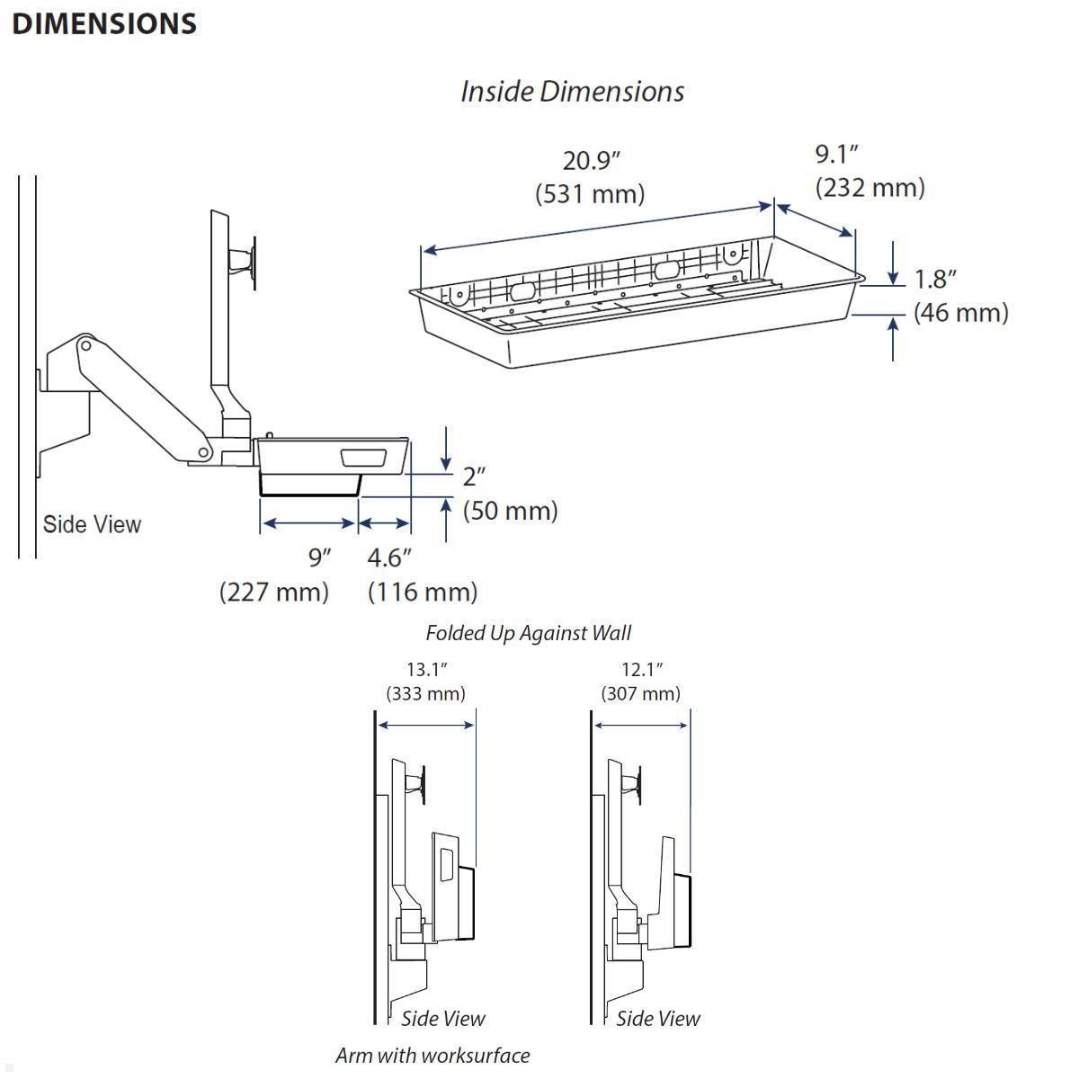 Ergotron CareFit Zubehör PC Halterung für Combo System / Arm (98-548-251), technische Zeichnung