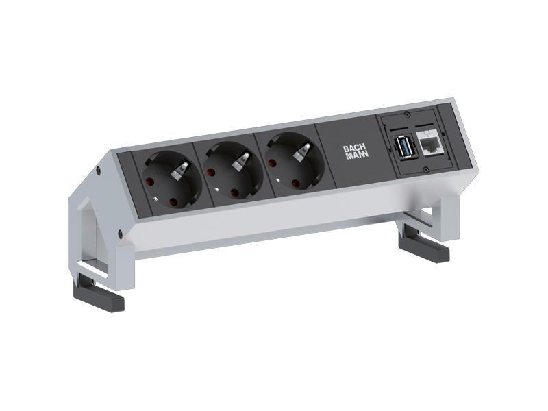 Bachmann DESK 2 3x Steckdose 1x CAT6 1x USB Inox (902.501)