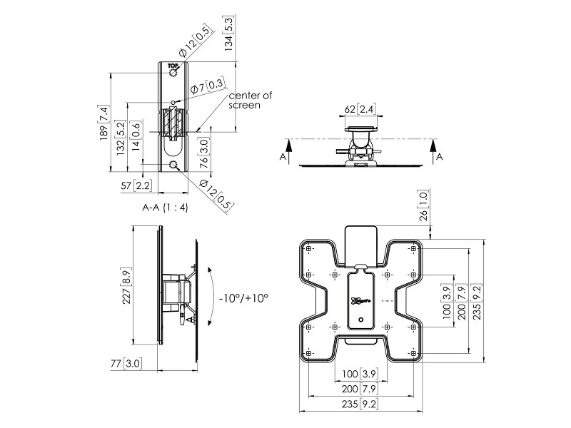 Vogels PFW 2020 flache Monitor Wandhalterung neigbar DS Maße