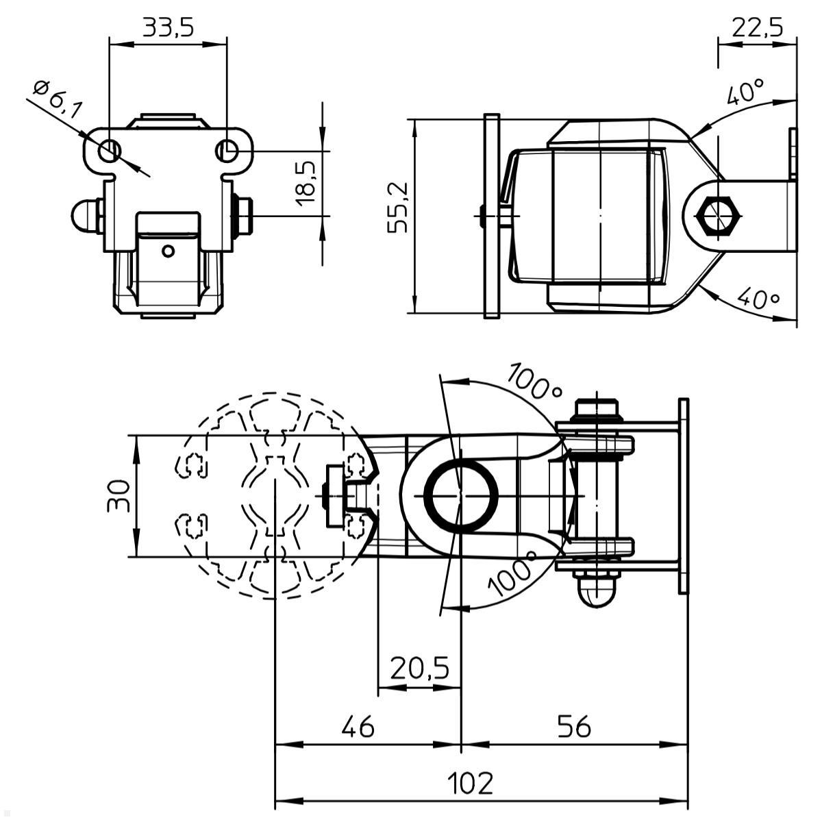 Novus POS Halterung für Kundendisplay NCR RealPOS 2x20 (852+0705+003), technische Zeichnung