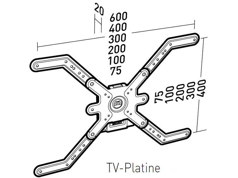 Erard CLIFF 600 starre TV Wandhalterung Zeichnung