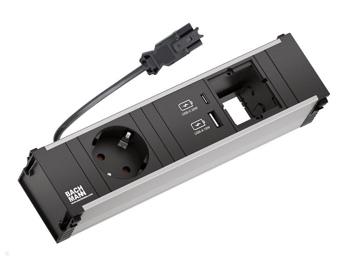 Bachmann CONI 3-fach Modulträger, 1x Steckdose, 1x USB-A/C Charger, 1x CM (912.167)