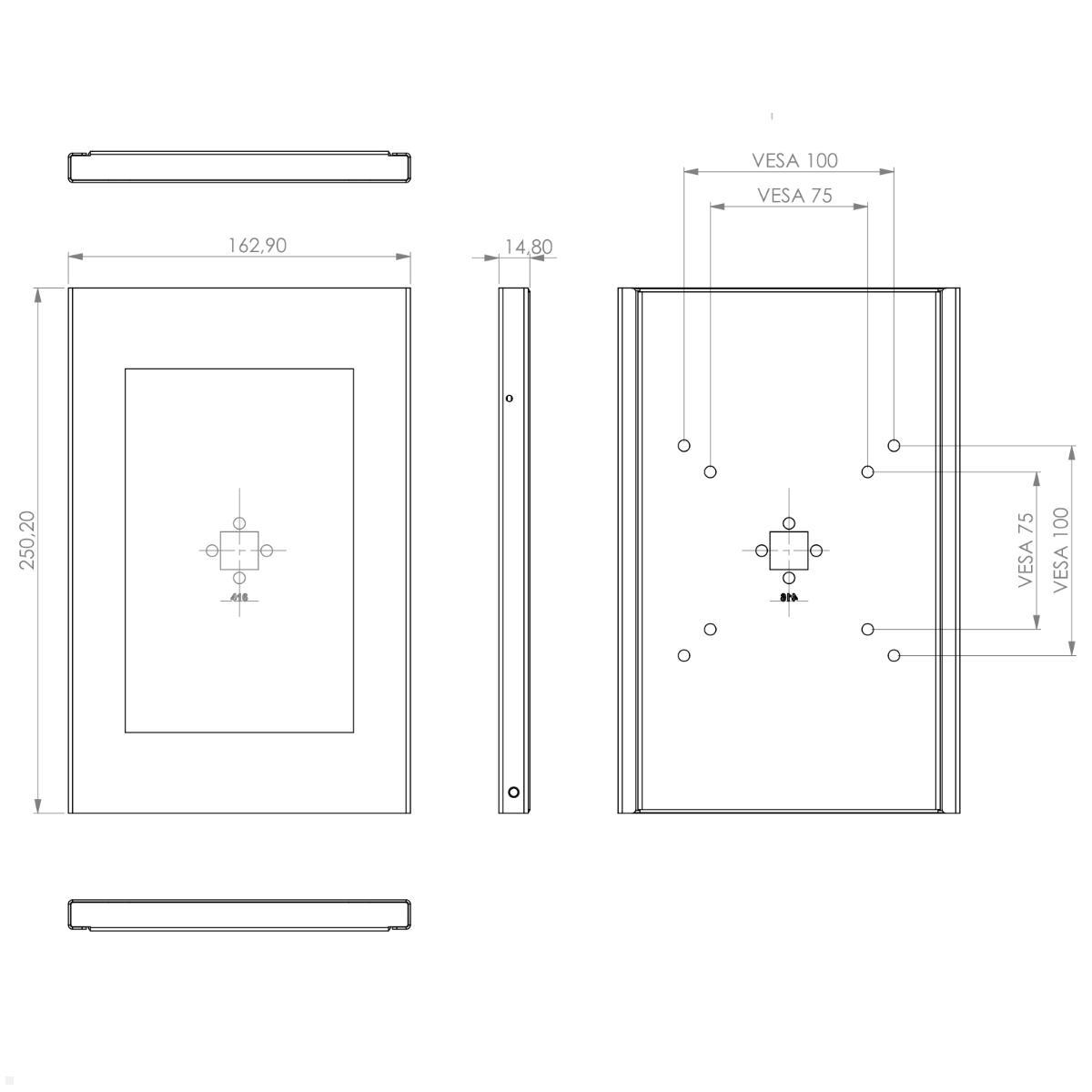 TabLines TSG072S Tablet Schutzgehäuse für Samsung Tab A 8.0 (2019), silber, technische Zeichnung