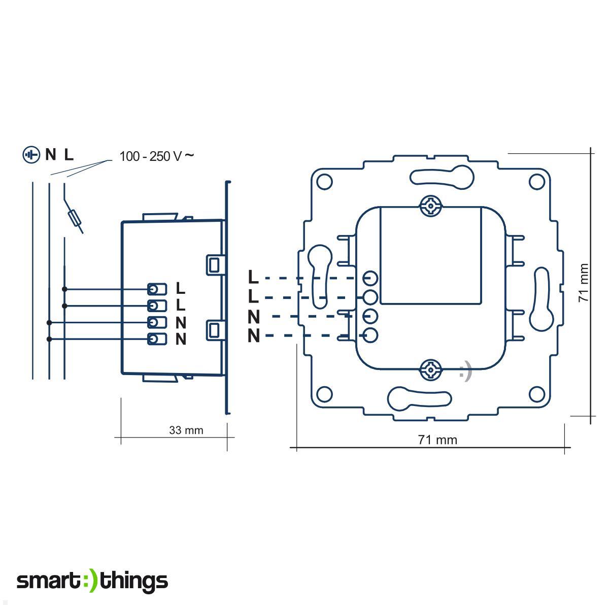 smart things Zubehör sCharge 20W Unterputz Netzteil mit USB-C für sDock (s48 C) techische Zeichnung