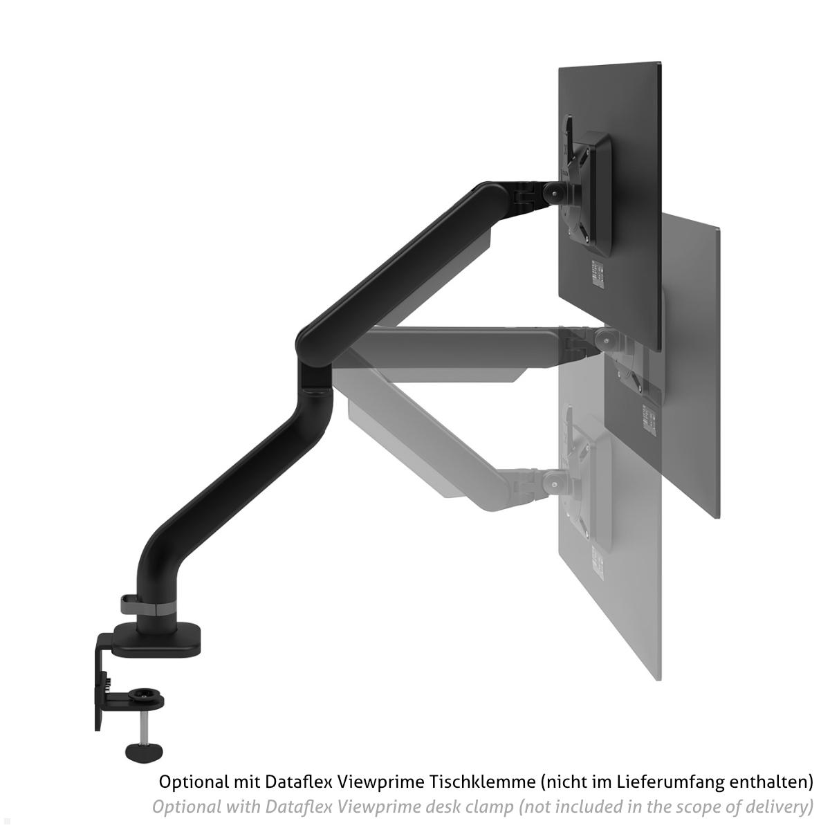 Dataflex Viewprime plus Tisch Monitorhalterung ohne Befestigung (65.113), schwarz höhenverstellbar