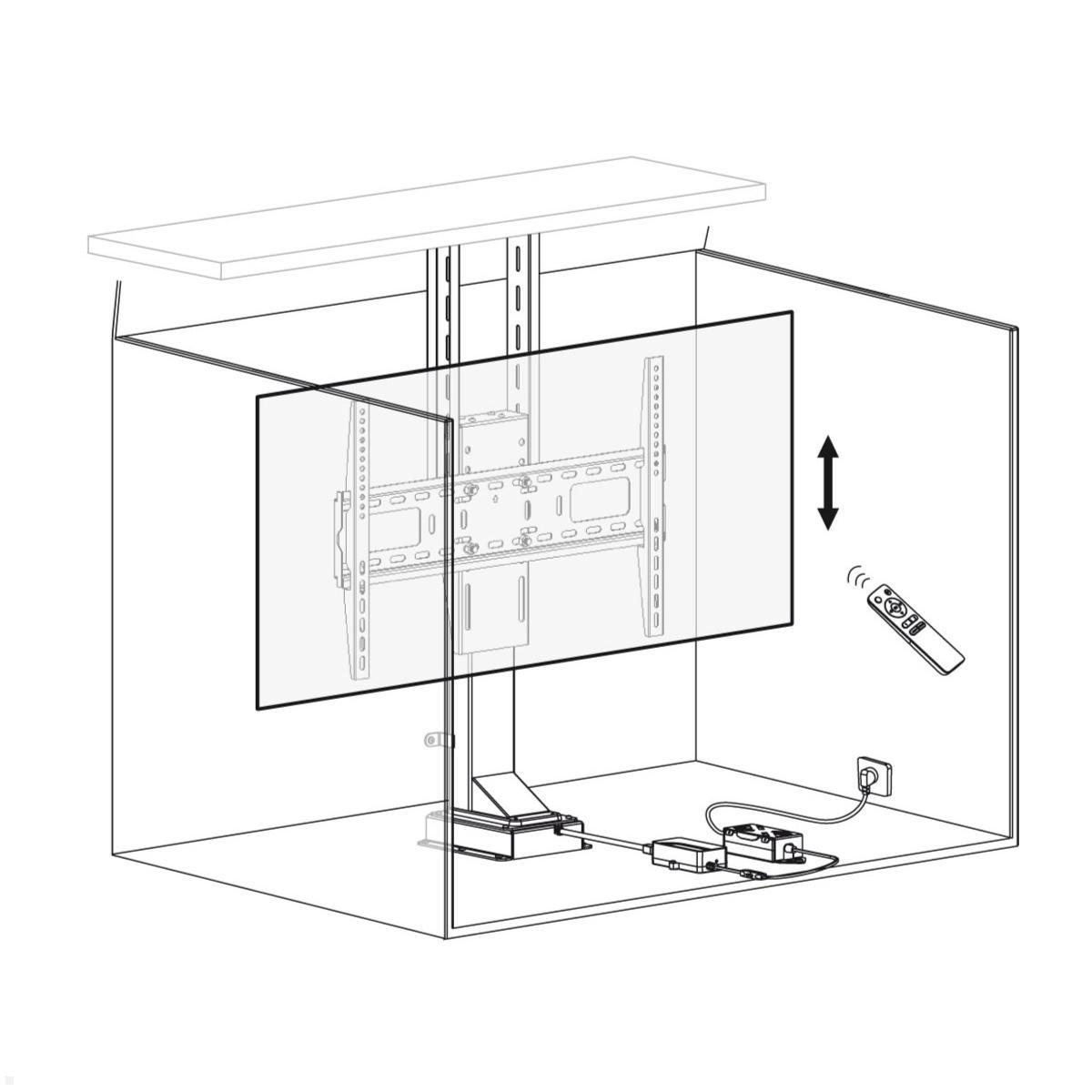 MonLines MLS006B Einbau TV Lift bis 65Zoll elektrisch, 890 Hub, schwarz 3D Zeichnung