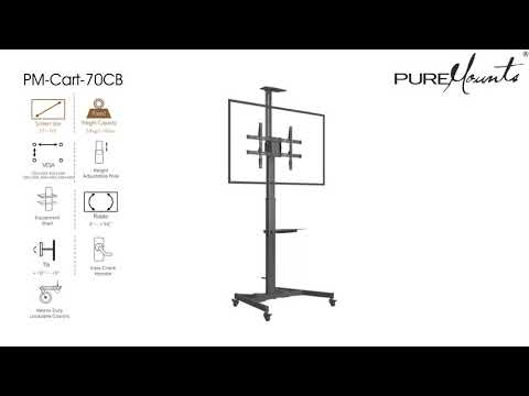 PureMounts PM-CART-70CB TV Ständer bis 70 Zoll, höhenverstellbar, schwarz